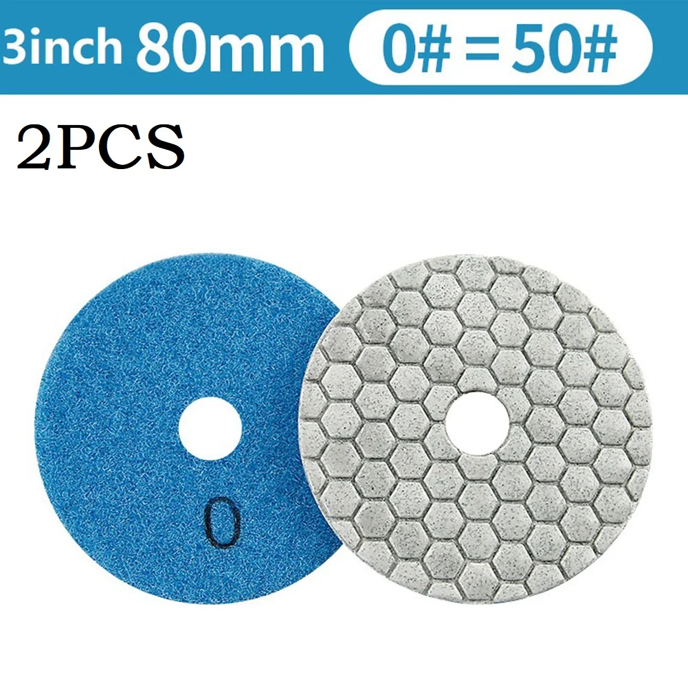 2 szt. Suchych Padów Polerskich 3 Calowe Diamentowe Padów Polerskich Zestaw Do Polerowania Na Sucho/Mokro Do Granitu Kamienia Betonu Marmuru Używane Jako Tarcze Szlifierskie
