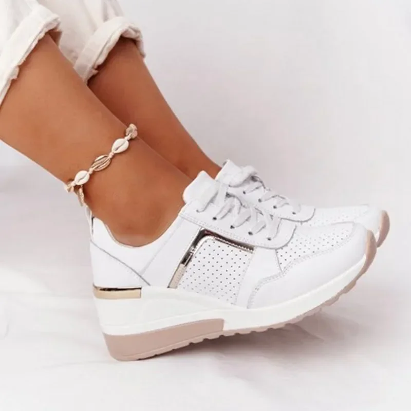 Tenis Feminino 2024 Tennis Shoes Women Lace Up Walking Wedge Sneakers for Outdoor Comfortable Walking Shoes Plus Size 35-43