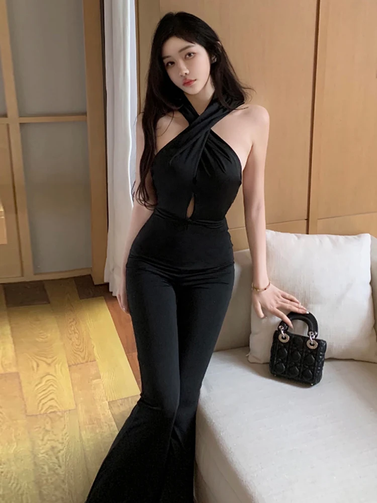 Abito intero sexy Street Sle con cappuccio Gamba larga Micro svasato a vita alta Scava fuori Pantaloni lunghi Bal Effetto dimagrante