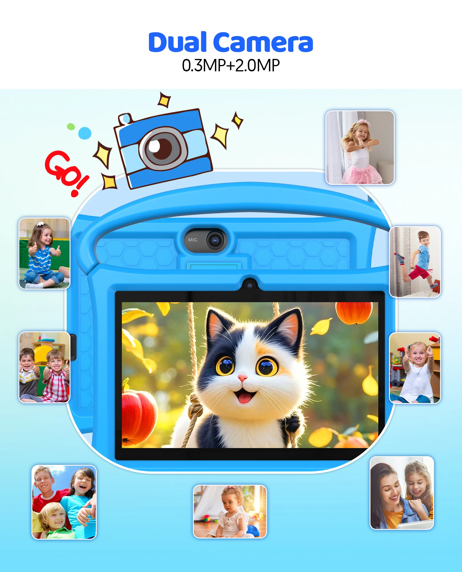 Tablet Android 13, tablet per bambini da 7 pollici, processore quad-core, 4 GB (espansione 2G-memoria) RAM+32 GB ROM, con contr parentale