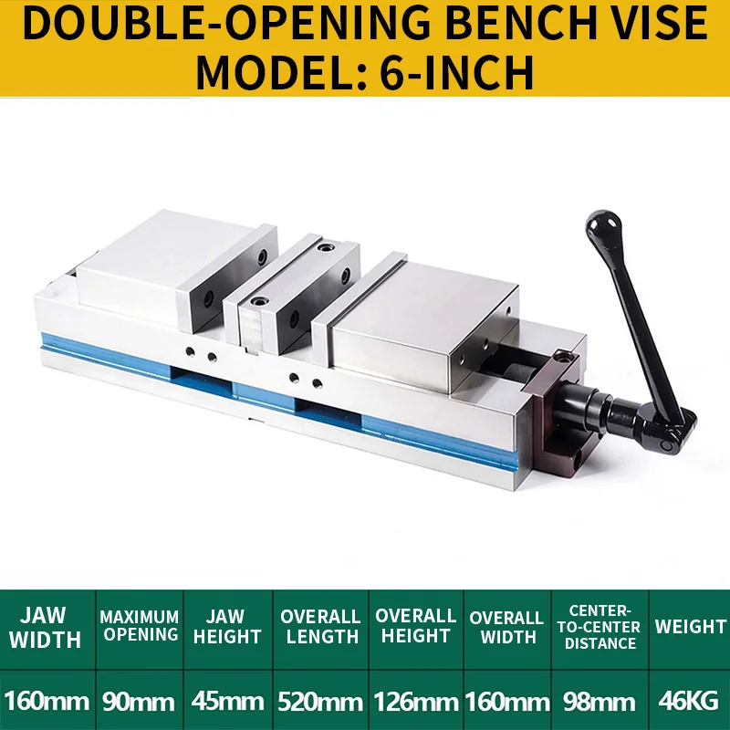 4-inch Heavy-Duty Double-Jaw Vise; Corner-Mounted Double-Jaw Vise; Commonly Used Tool for Grinding and Milling Machines