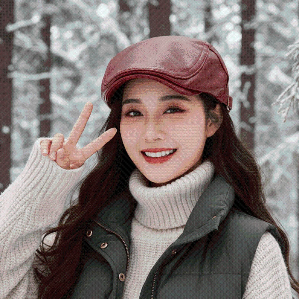 Gatsby Caps PU Leather Leather Beret British Style Retro Vintage Flat Cap Solid Color Korean Fashion Newsboy Hat Outdoor Travel