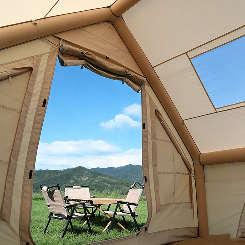 Customized Double Layer Camouflage One-Bedroom Waterproof Oxford Fabric Outdoor Camping Tent Four-Season Family Use Aluminum