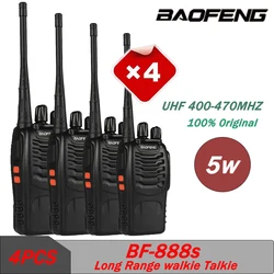 Baofeng BF888S portátil Walkie Talkie de longo alcance, Rádio em dois sentidos Original Ham, Transceptor UHF, BF888S Intercomunicador, 5W, 400-470MHz, 4pcs