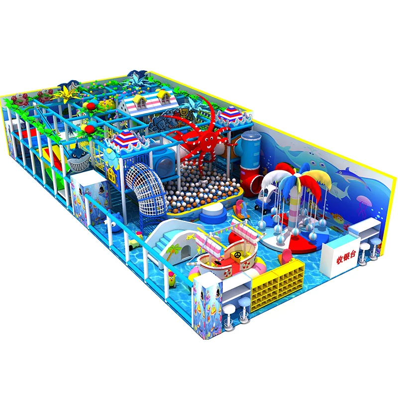 Large Luxury Indoor Ocean Theme Amusement Park Ball Slide Pipeline Children's Indoor Amusement Playground Safety