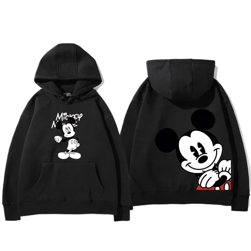 2024 Spring and Autumn Mickey Minnie Disney hoodie for male and female couples, parent-child cartoon print loose hooded clothes