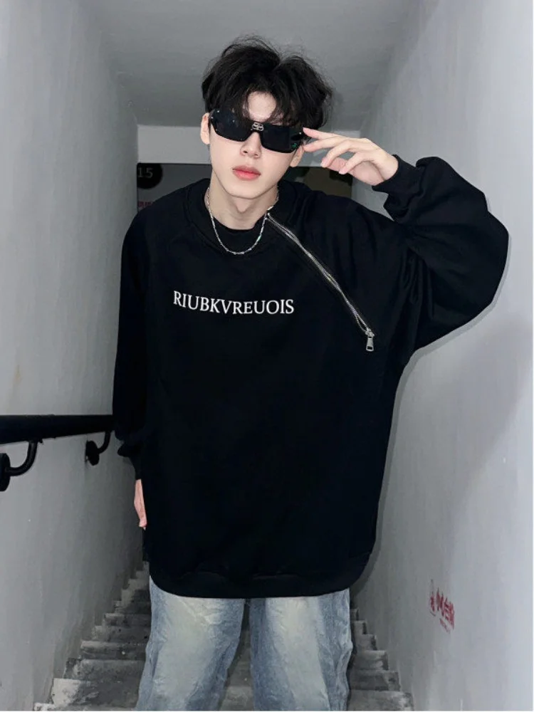 

Oversize American High Street Heavyweight Long Sve Trendy Pure Color Warm Top Hoodie Youthful Sle Wear Resistant round Ne
