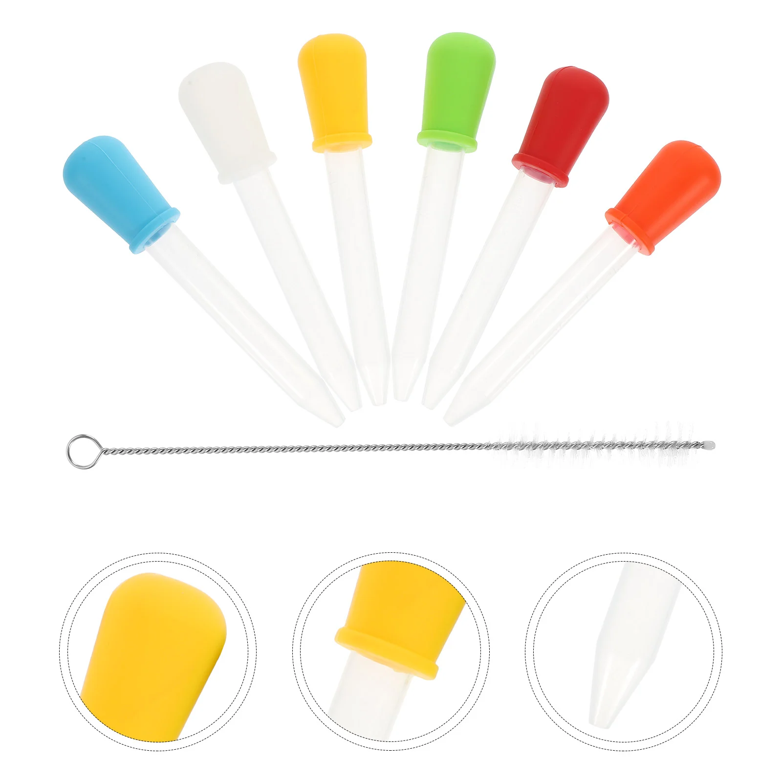 

6 Pcs Dropper Medicine Droppers Transfer Eye for Kids Liquid Cleaning Brush Pipettes Clear Silicone