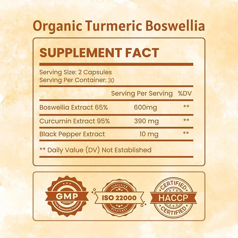 Frankincense Extract, Containing 1000 Milligrams of Curcumin From Turmeric, Beneficial for Overall Health, in 60 Capsules