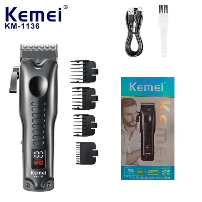 

KEMEI Km-1136 Rechargeable Man Hair Clippers Hairdresser Vintage Professional Shaver Trimmer