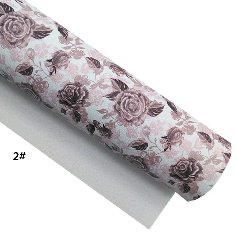 Fogli di pelle glitterata oro rosa fiori stampati in pelle sintetica diamante strutturato Glitter per fogli artigianali fai da te Mini rotoli W390