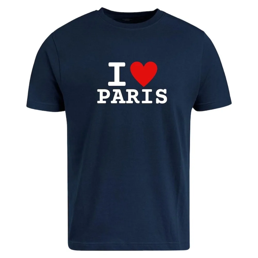 I Love Paris T-Shirt Unisex Graphic Tee with Classic Heart Design Trendy France Souvenir Tops for Men and Women French City