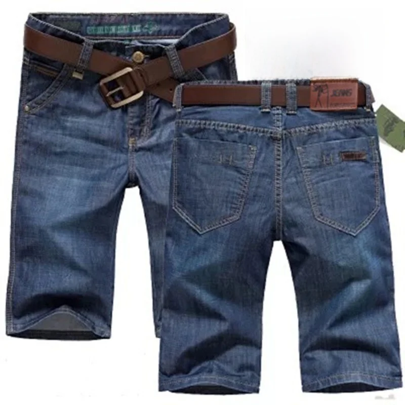 

Летние ультратонкие мужские джинсовые шорты-бриджи прямого кроя, повседневные, свободные, больших размеров, длиной 3/4