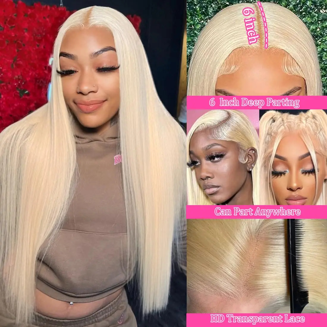 200% 250% Density Straight Silky 613 Hd Honey Blonde Lace Front Wigs Body Wave Human Hair 13x6 13x4 Hd Lace Frontal Wig Pre Plucked Brazilian Ponytail Human Hair Lace Frontal Wig For Women ready to wear On Clearance Sale Pre Plucked Wig Party work