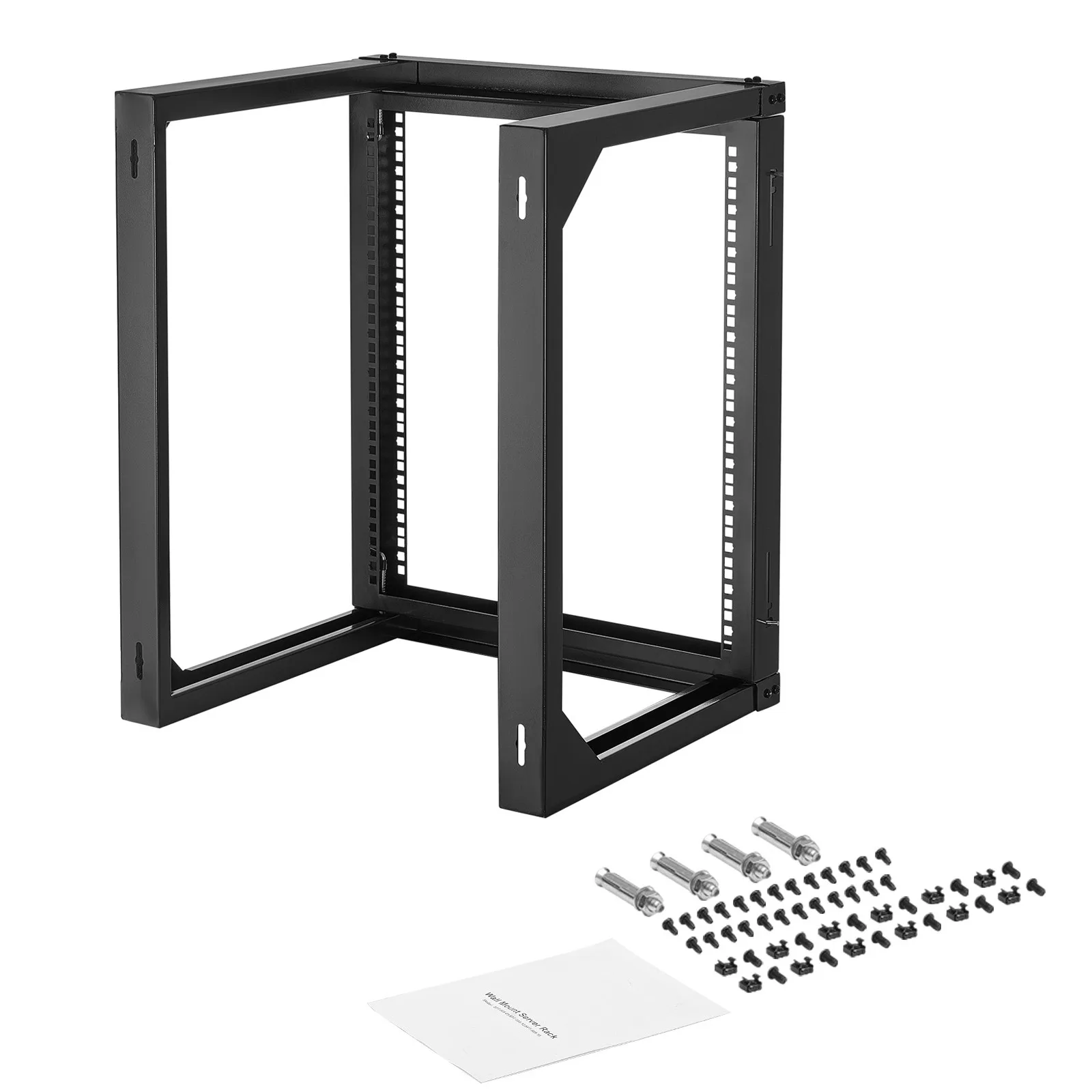 12U Wall-Mounted Open Frame Server Rack, 150 lbs Capacity, 180° Rotation