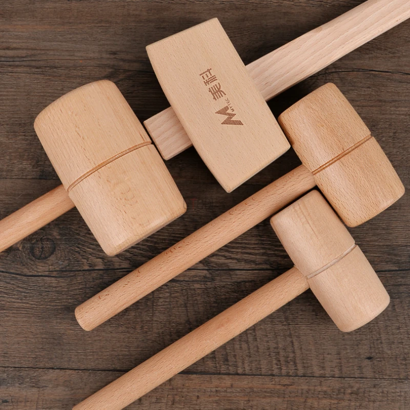 1pc Mallet Hammer Woodworking Carving Mini Beech Hammer Carpentry Specific DIY Hand Tools Solid Wood Round/square Head Hammer