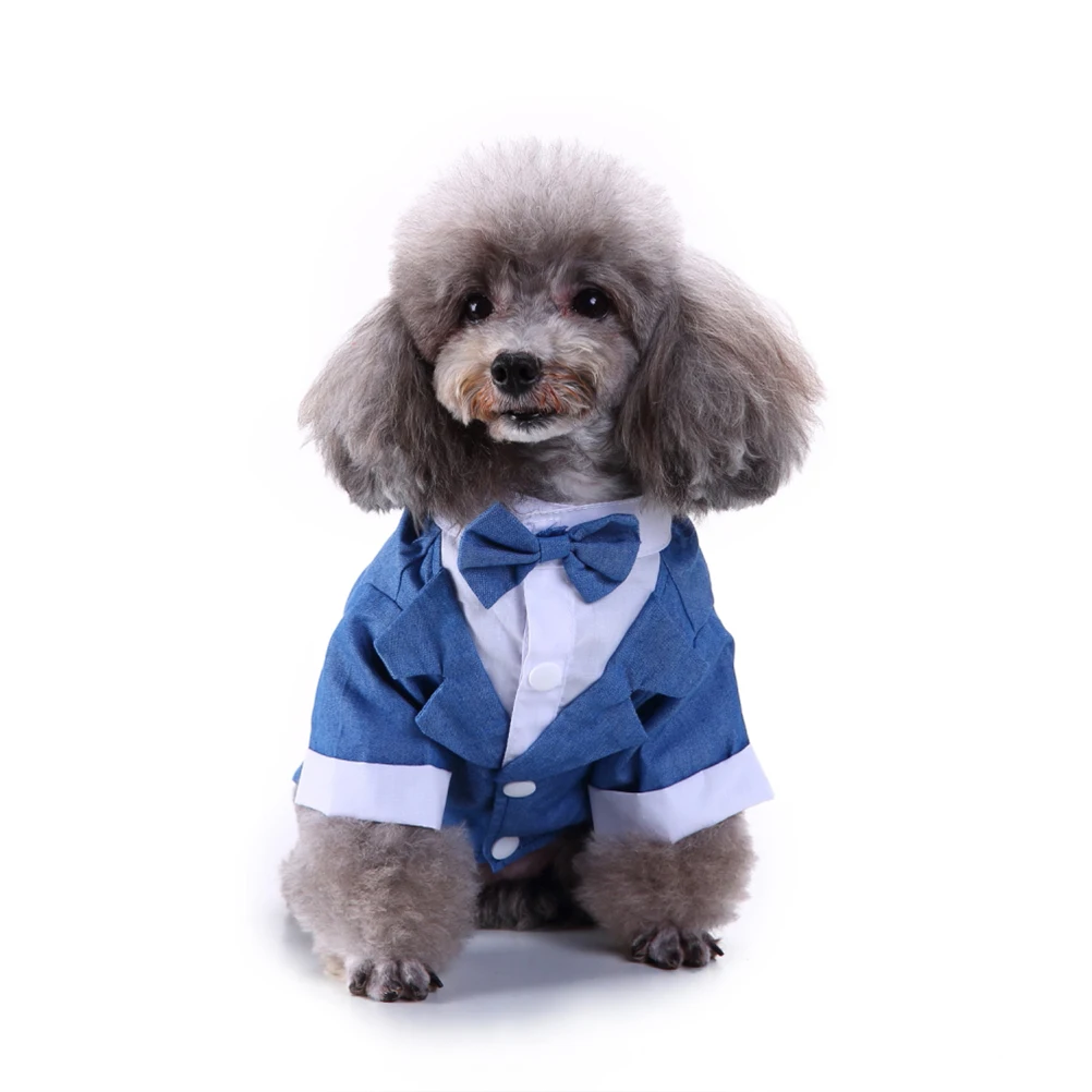 

Dog Formal Suit Pet Costume Vintage Style Puppy Clothing Lightweight Comfortable Fit for Special Occasions Blue Size M