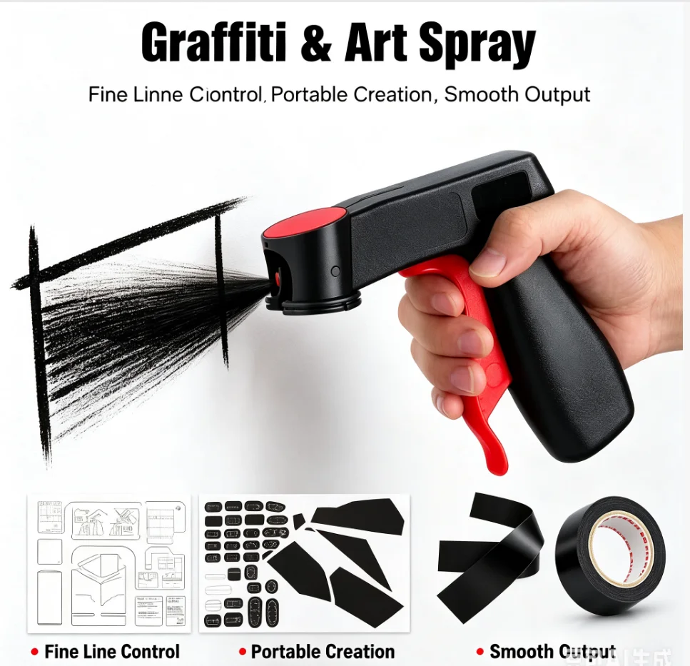 1 Pcs Plastic Portable Spray Paint Handle, Universal Reusable Car Color Changing Film Pasting Self Spraying Hand Spray Gun