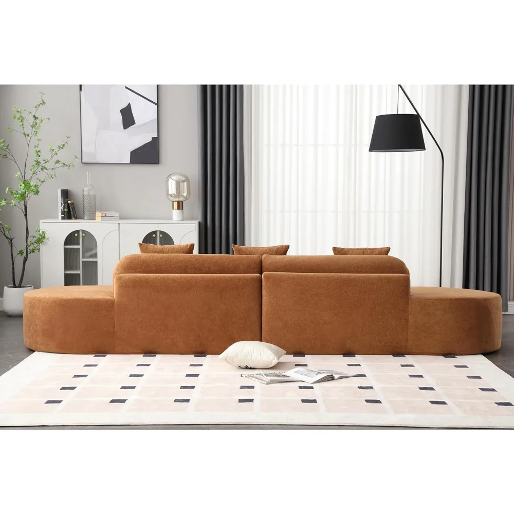 Curved Cloud Boucle Sofa Minimalist Modular Sectional Couch,Oversized Sofá with 3 Pillows for Living Room, No Assembly Required