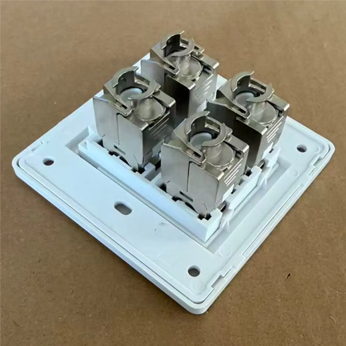 HDL 4 Sockets CAT6A RJ45 Faceplate LAN Network Outlet Jack Shielded Ethernet Wall Panel Board 86x86mm Network Installation