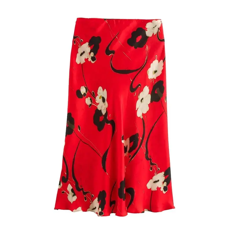 

2024 Autumn New Arrival Women's Midi Skirt Color Blo Print Long Sle f Body Skirt Faion Versatile mid Waist Design