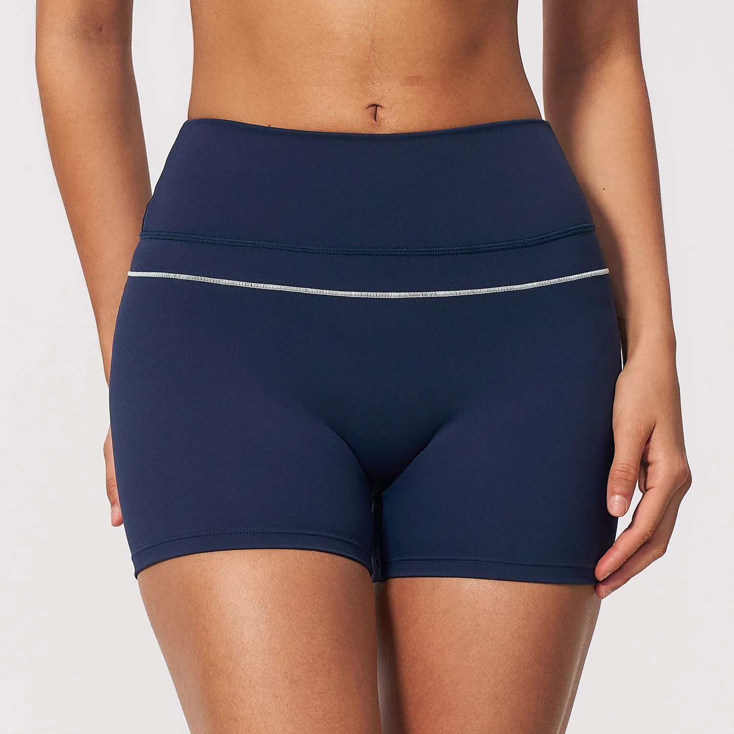 Women High Waist Biker Shorts V Back Contrast Stitching Butt Lifting Gym Pants Tummy Control Workout Yoga Shorts Running Tights
