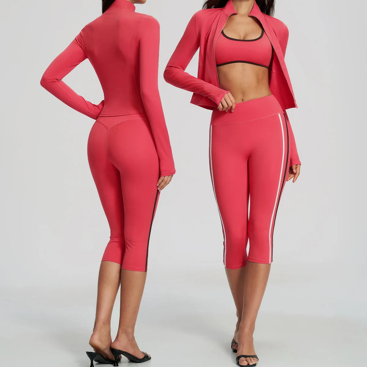 2/3PCS Yoga Training Suit Women Zipper Jacket Sportswear Fashion Gym Workout Clothing Ladies Tracksuit Fitness Set Sport Outfits
