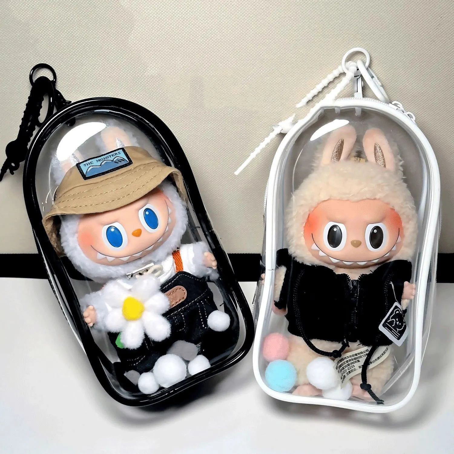 

For Labubu Dolls Transparent Transparent Organizer Box For Labubu Biginto Energy Plush Doll Outdoor Display Bag Doll Accessories