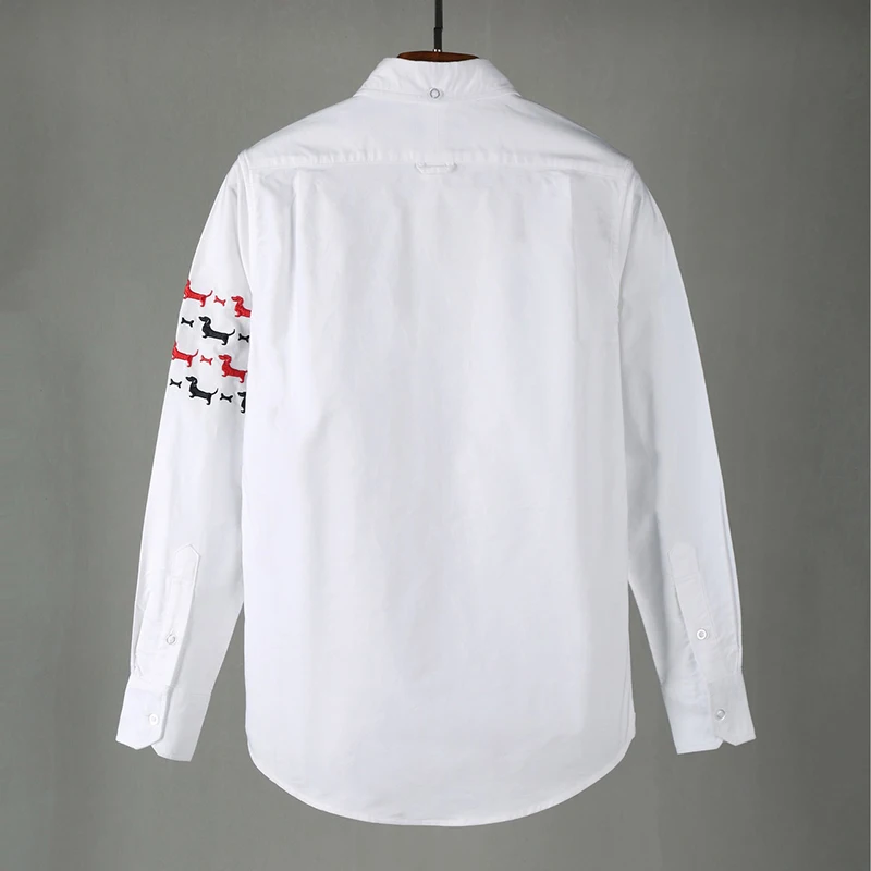 TB THOM Shirt Spring Autunm Embroidery Striped Design Men's Shirt Casual Cotton Oxford Fashion Brand Quality TB Shirt