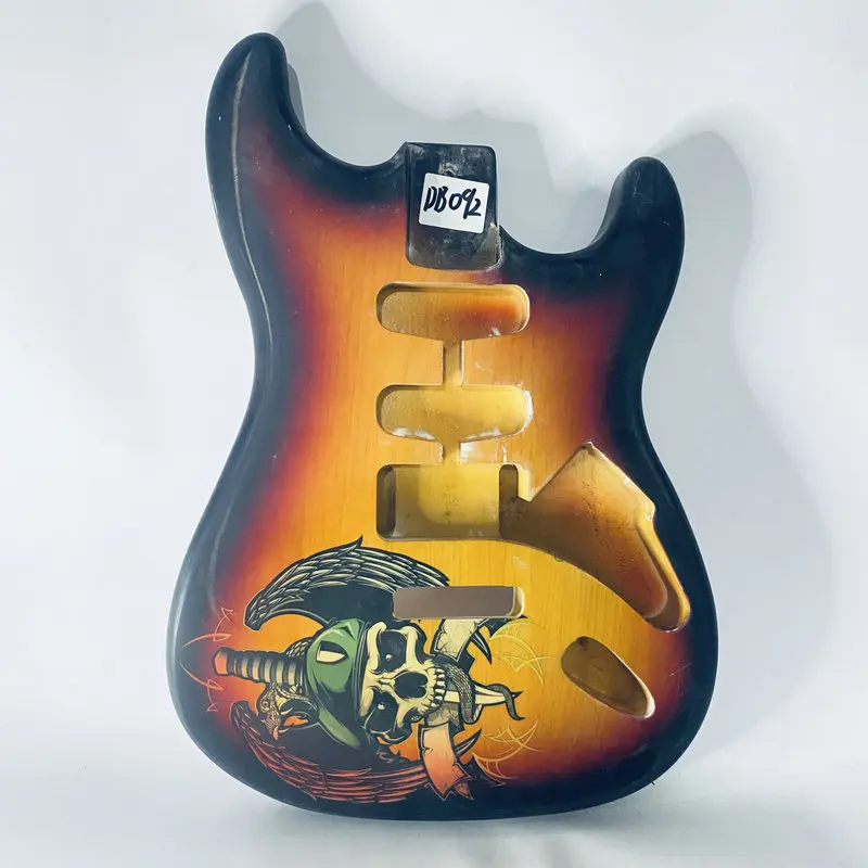 DB092 ST Guitar Body Sunburst Color with Custom Graphics Design SSH Pickups Custom Tremolo Brand Items for Replace