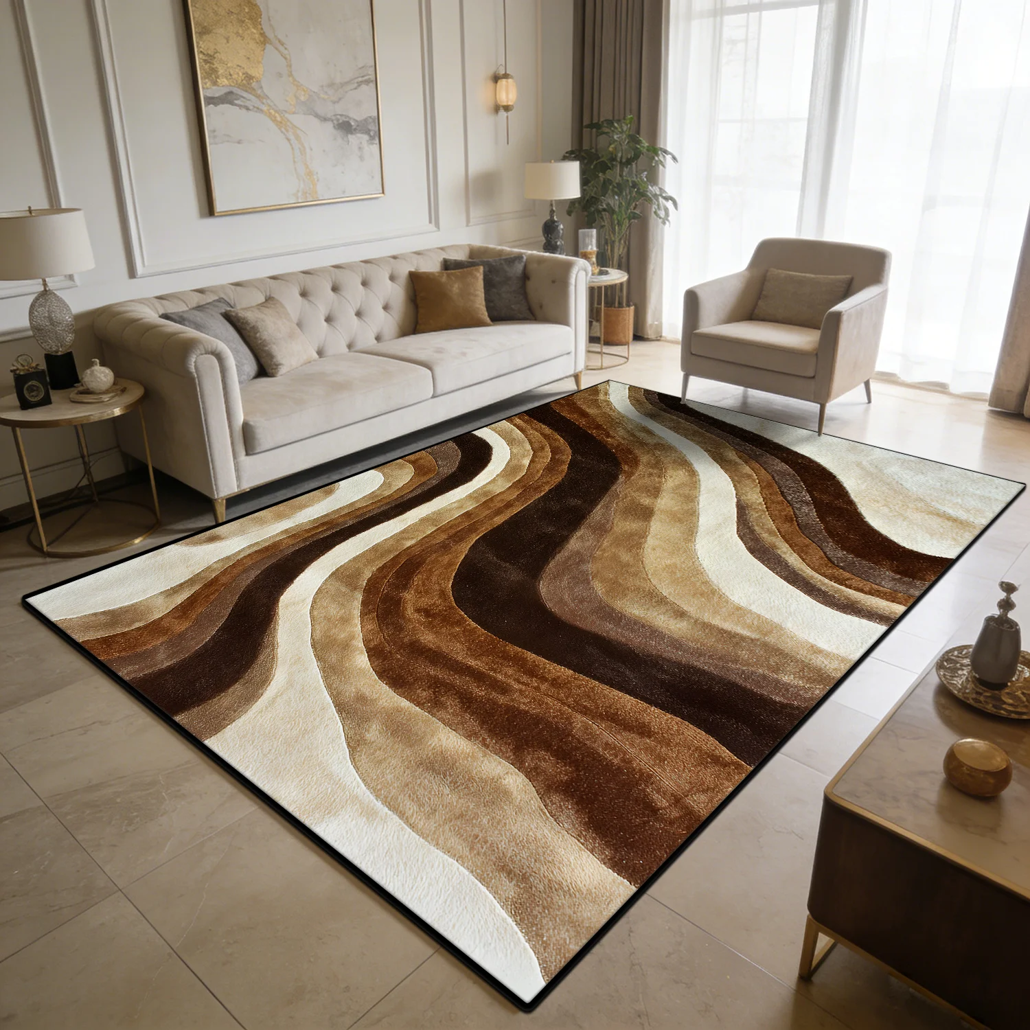 Modern Abstract Carpet Living Room Coffee Table Home Bedroom Decor Floor Mat Non-slip Easy Cleaning Soft Flannel Rugs Bedside