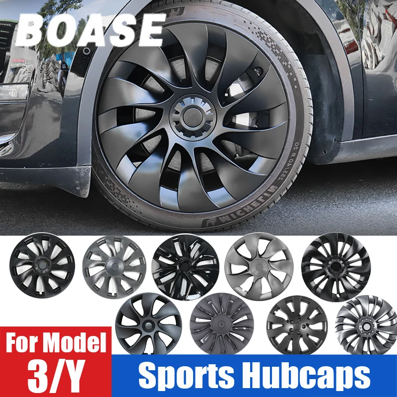 4PCS Hub Cap Performance Replacement Wheel Cap 18 19 Inch Automobile Hubcap Full Cover Accessories 2021 2022 for Tesla Model Y 3