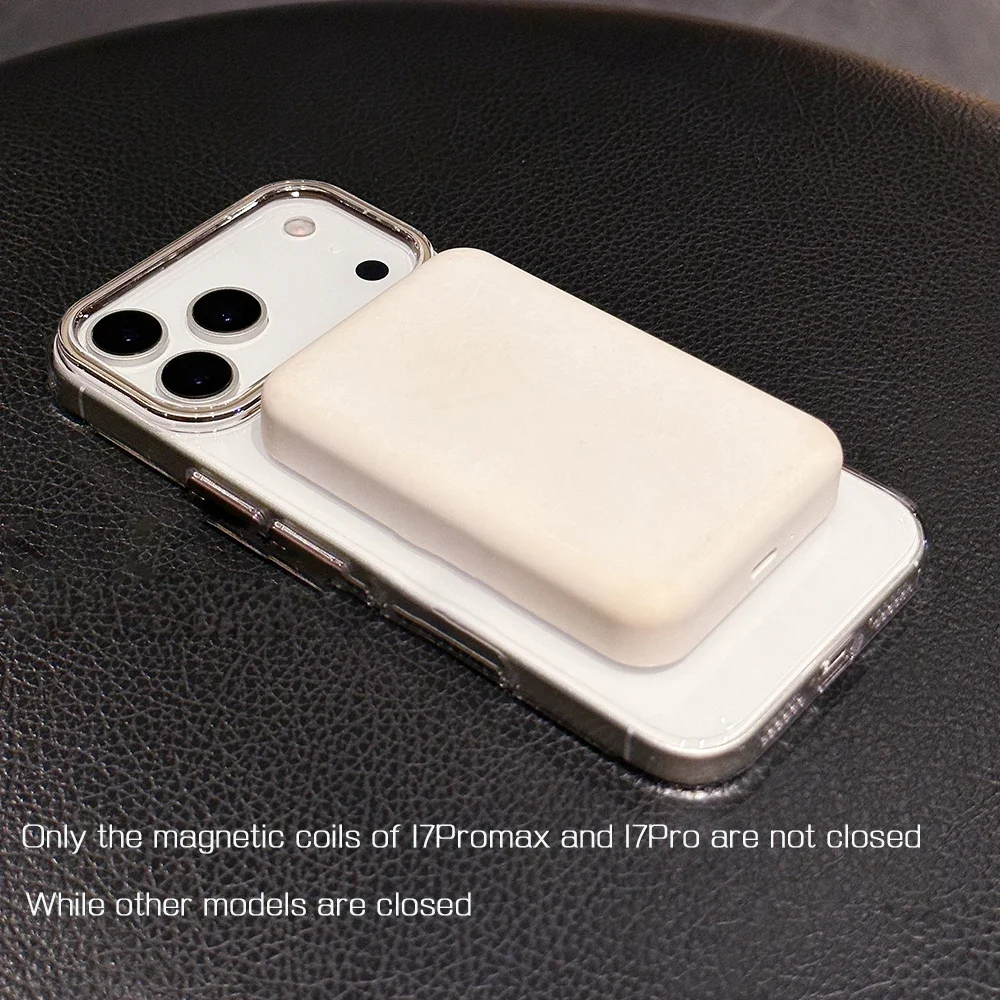 Luxo simples carregamento magnético caso de telefone transparente para iphone 17air 16plus 15 14 13 12 pro max não-amarelamento anti-queda capa