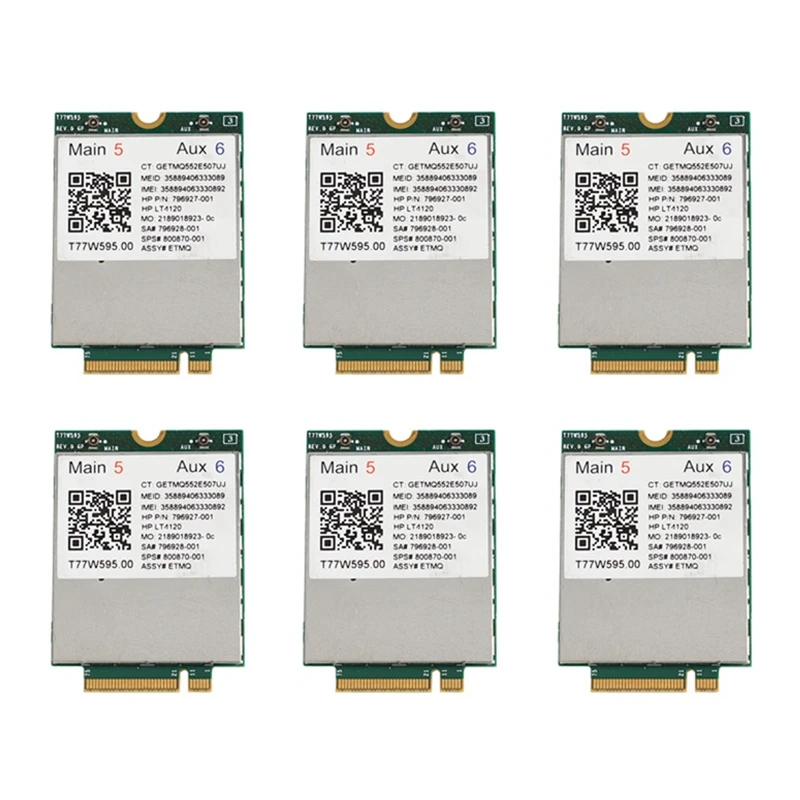 6X Lt4120 X5 LTE T77W595 796928-001 4G WWAN M.2 150Mbps LTE Modem For HP Elite X2 840 850 G3 640 650 645 G2 Green