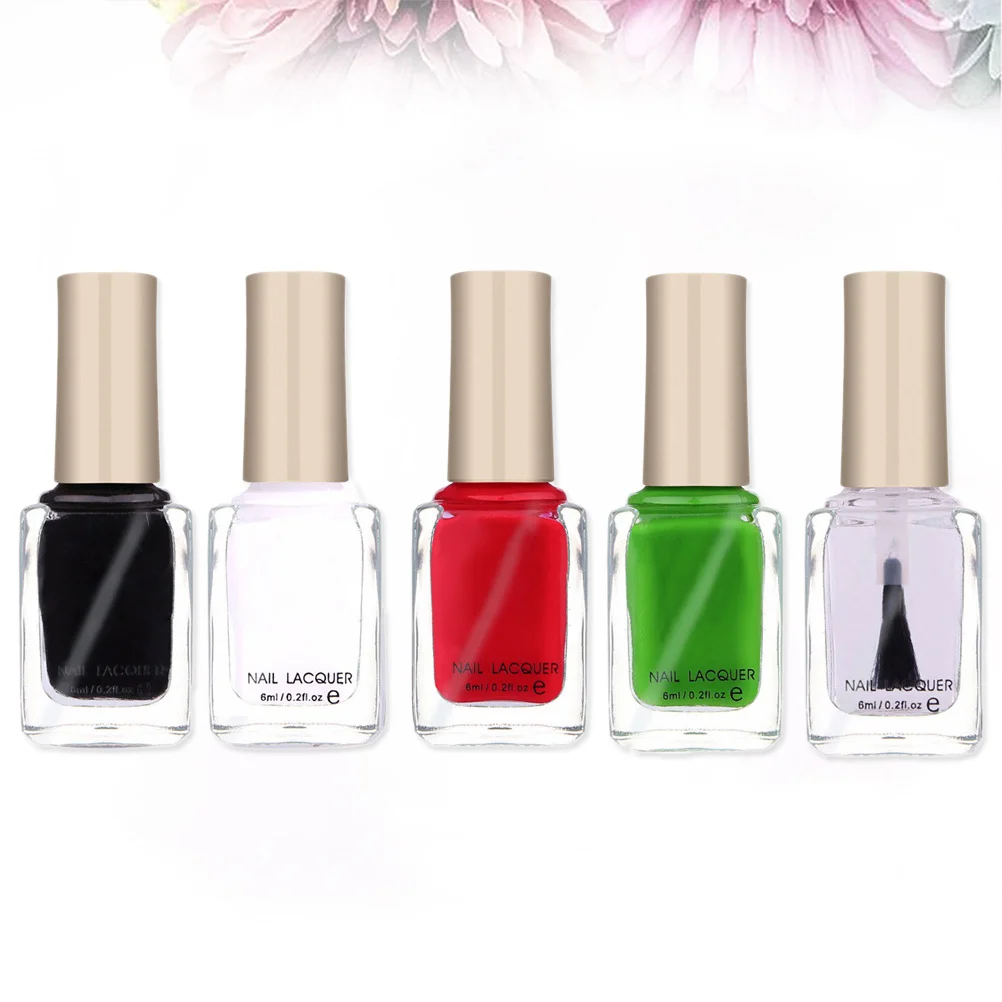 5 pièces ensemble d'estampage haute changement bricolage Nail Art Kit d'impression vernis à ongles longue durée tremper le vernis Gel