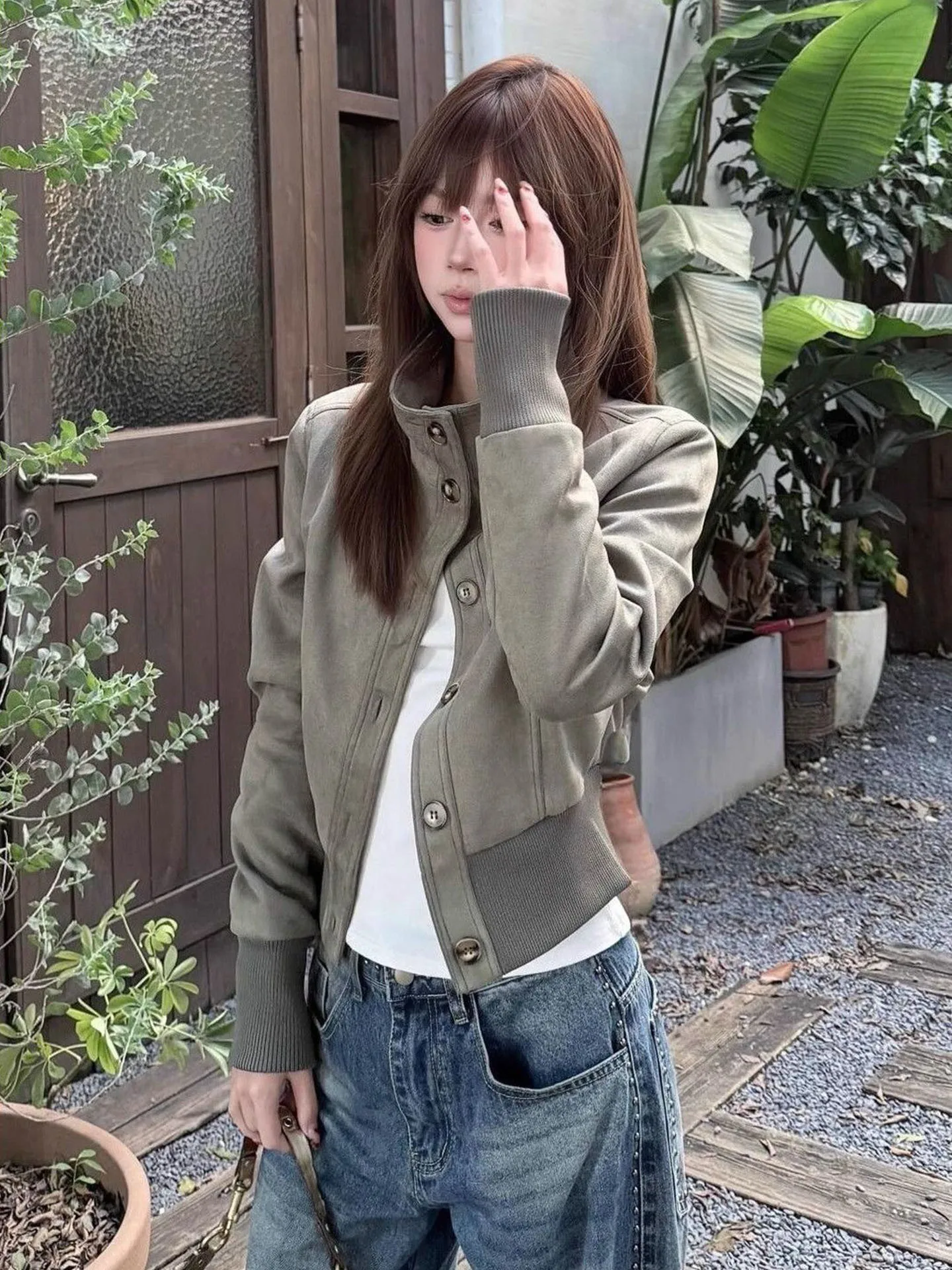 

Sli Casual High Street Retro American Cool Design Spring Autumn Faion Outerwear Slimming Versatile Quali Coat