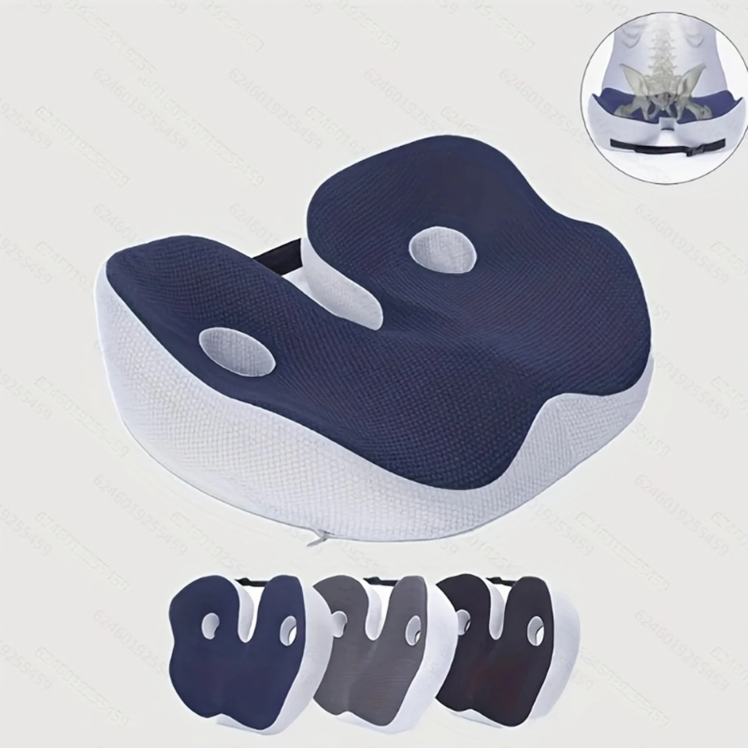 Adjustable Memory Foam Seat and Back Cushion Set with Machine Washable Polyester Cover, Non-Slip Base, Hip Support for  Office,