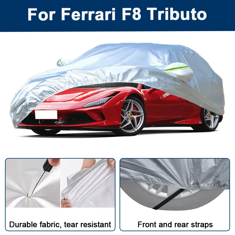 

Всепогодный чехол для автомобиля Ferrari F8 Tributo с отражающими полосами, водонепроницаемый, снегозащитный, пылезащитный, с защитой от УФ-излучения, автоаксессуар