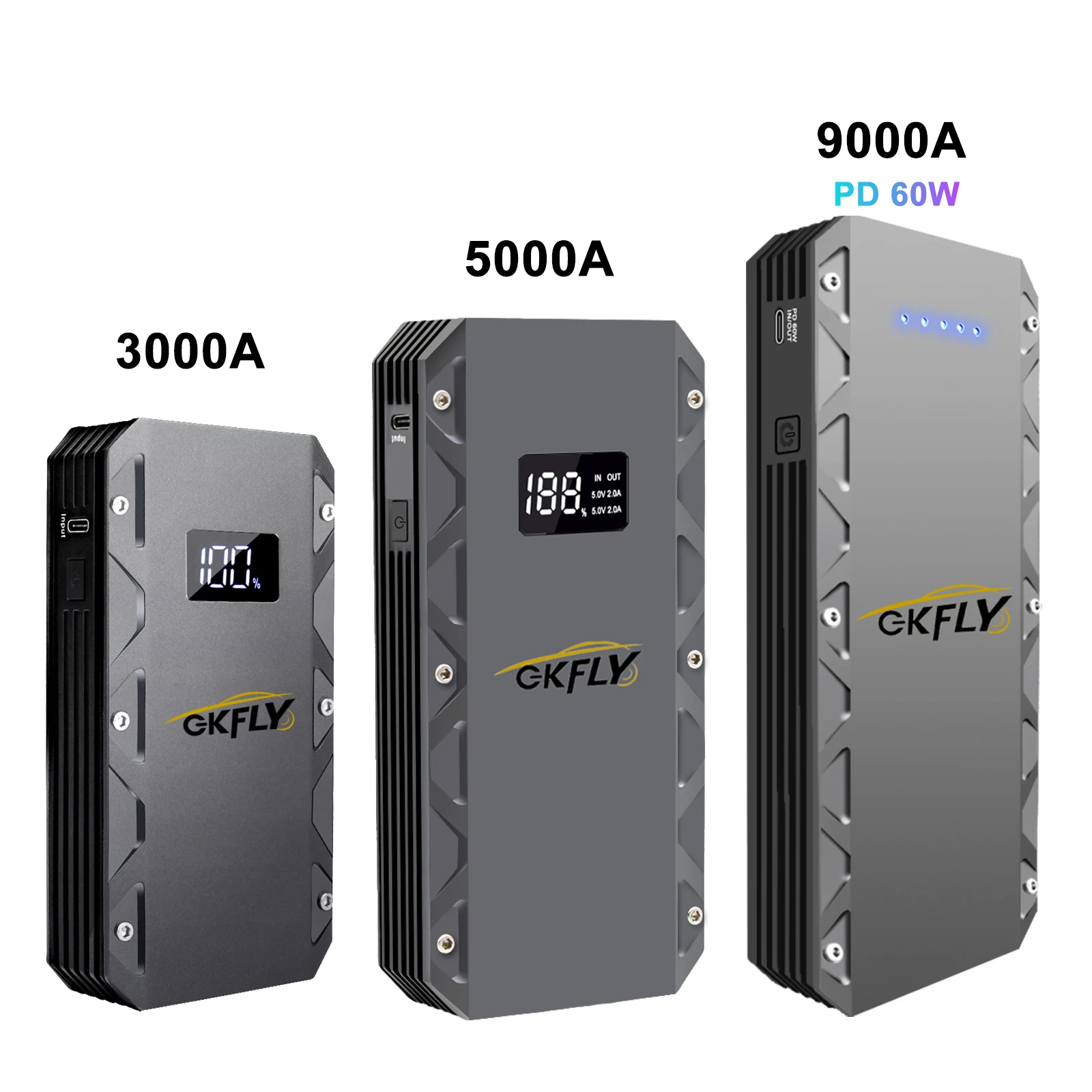 GKFLY Car Jump Starter Portable 3000A/5000A/9000A Power Bank Starting Device Car Booster Battery For Petorl Diesel Car