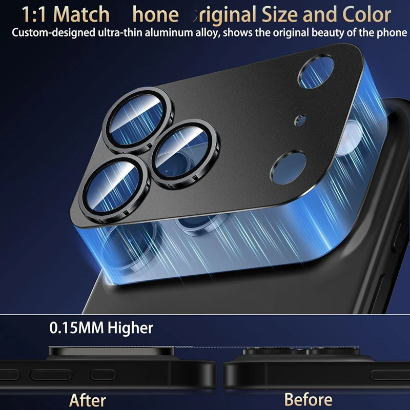 For iPhone 17 Air Pro Max Aluminum Alloy AR Tempered Glass Lens Cap Anti-scratch Metal Camera Protector Cover for iPhone17 17PM