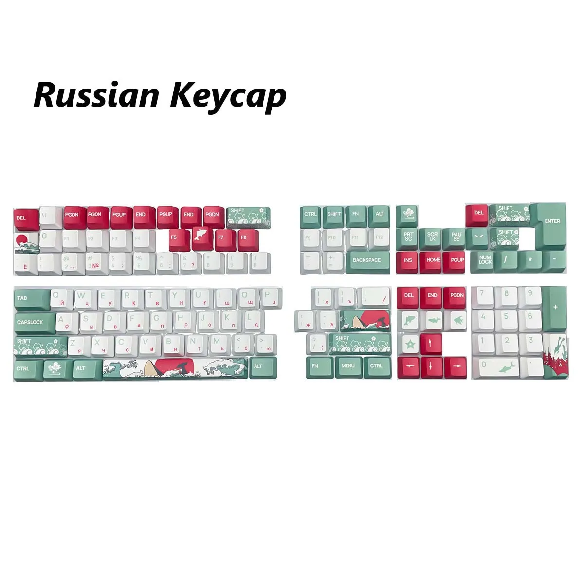 Coral Sea Key Caps OEM Height Thermal Sublimation Arabic Korean Japanese English Key for Mechanical Keyboard