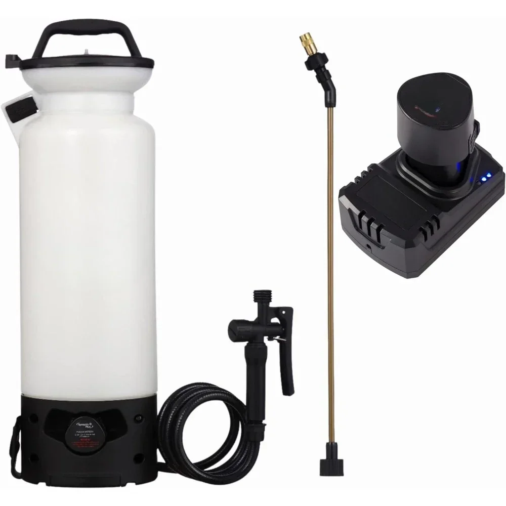 Battery Sprayer 12V Lithium-ion with Viton Seals & O-Ring Brass Wand & Nozzle & Shoulder Strap 2 Gallon Lightweight and Portable