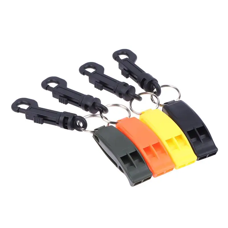 2 قطعة 4 ألوان البلاستيك صافرة الطوارئ سلامة صفارة إنقاذ إشارة صافرة مع هوك للتخييم في الهواء الطلق التنزه