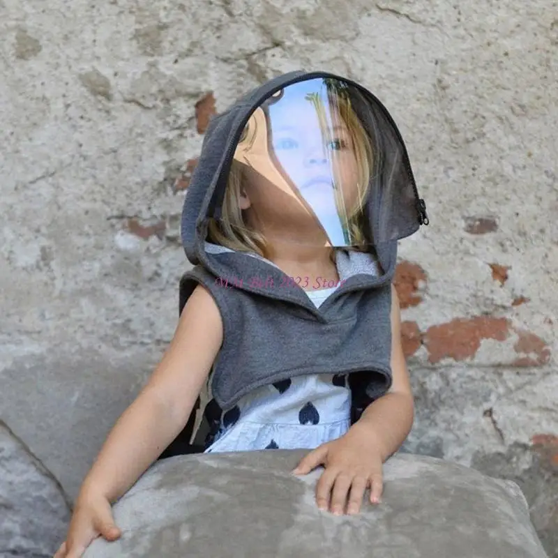 قبعة واقية دافئة بغطاء رأس للأطفال من 49ME مع غطاء أمان درع كامل الوجه قابل للإزالة #5