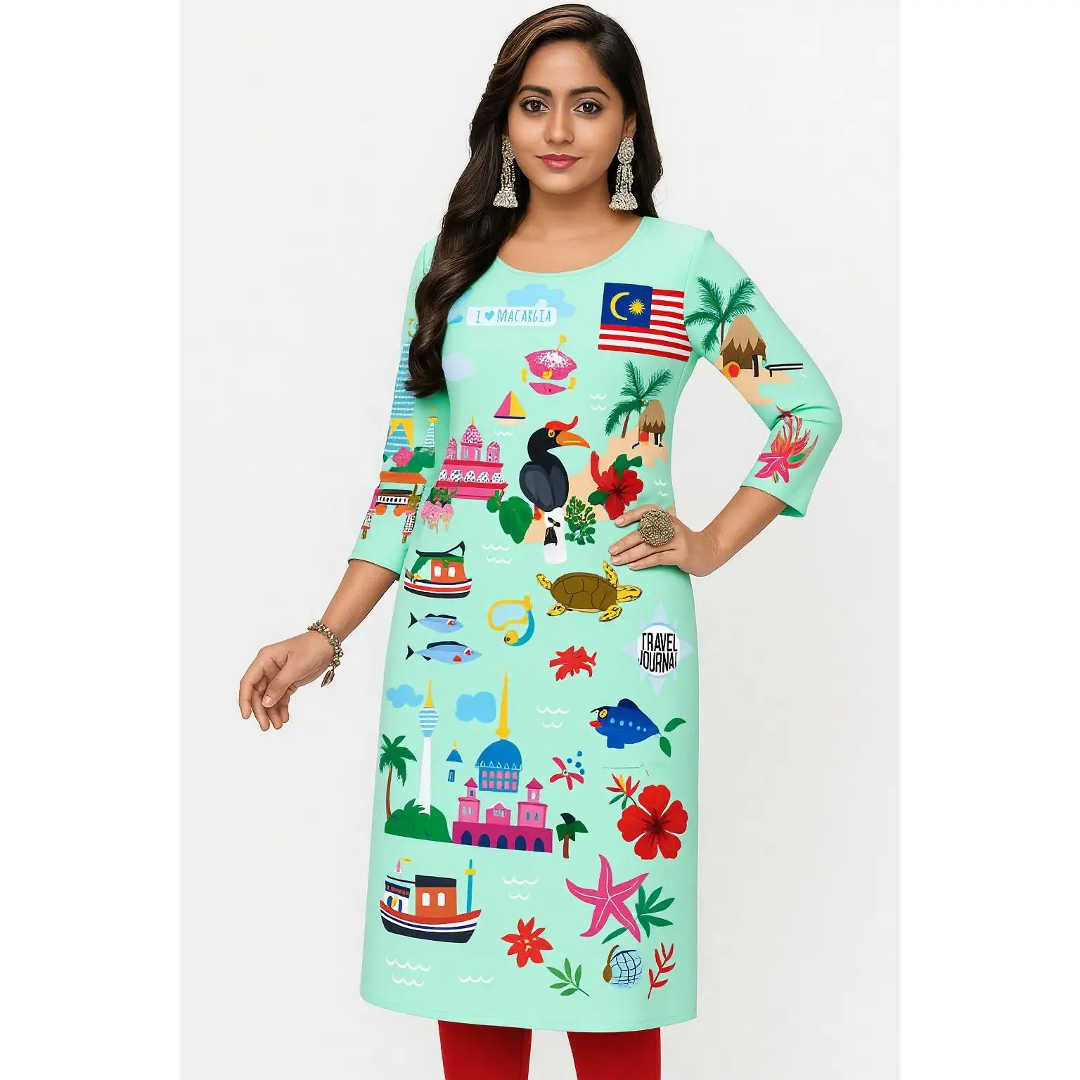 2026 Kurt Damenkleid, modisch und bequem, mit langen Ärmeln, geradem Schlauch, lässigem Rundhalsausschnitt, mehreren Designs,