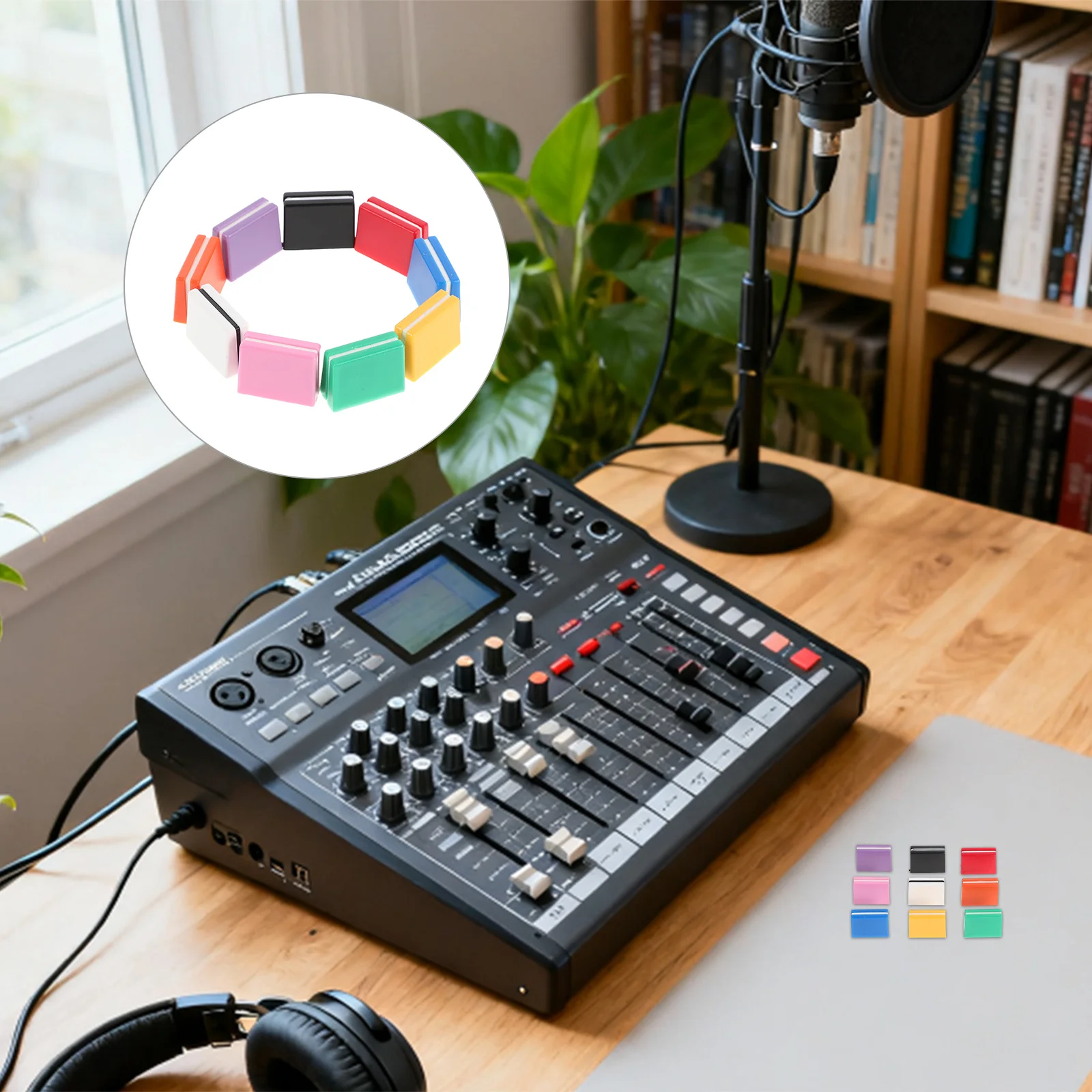 

18Pcs Mixing Desk Fader Knob Caps 4Mm Multicolor Replacement for Audio Mixer Dj Controller Enhanced Grip Control