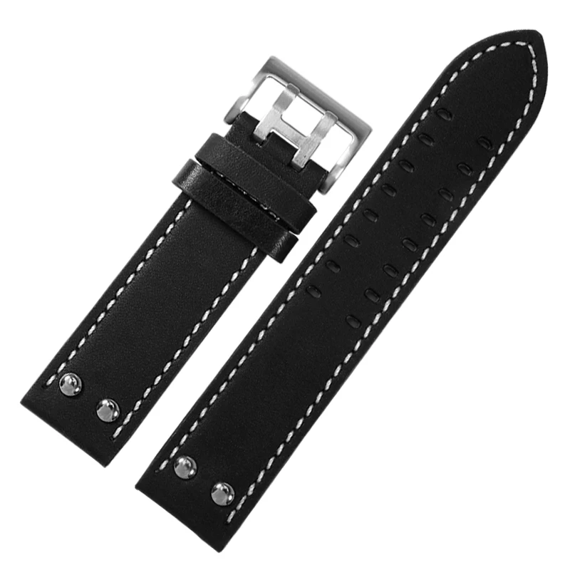 For Hamilton H760250 Khaki Air Field watch straps Double Hole Genuine leather +rivet watchband 20x20mm 22x22mm Men\'s Bracelet