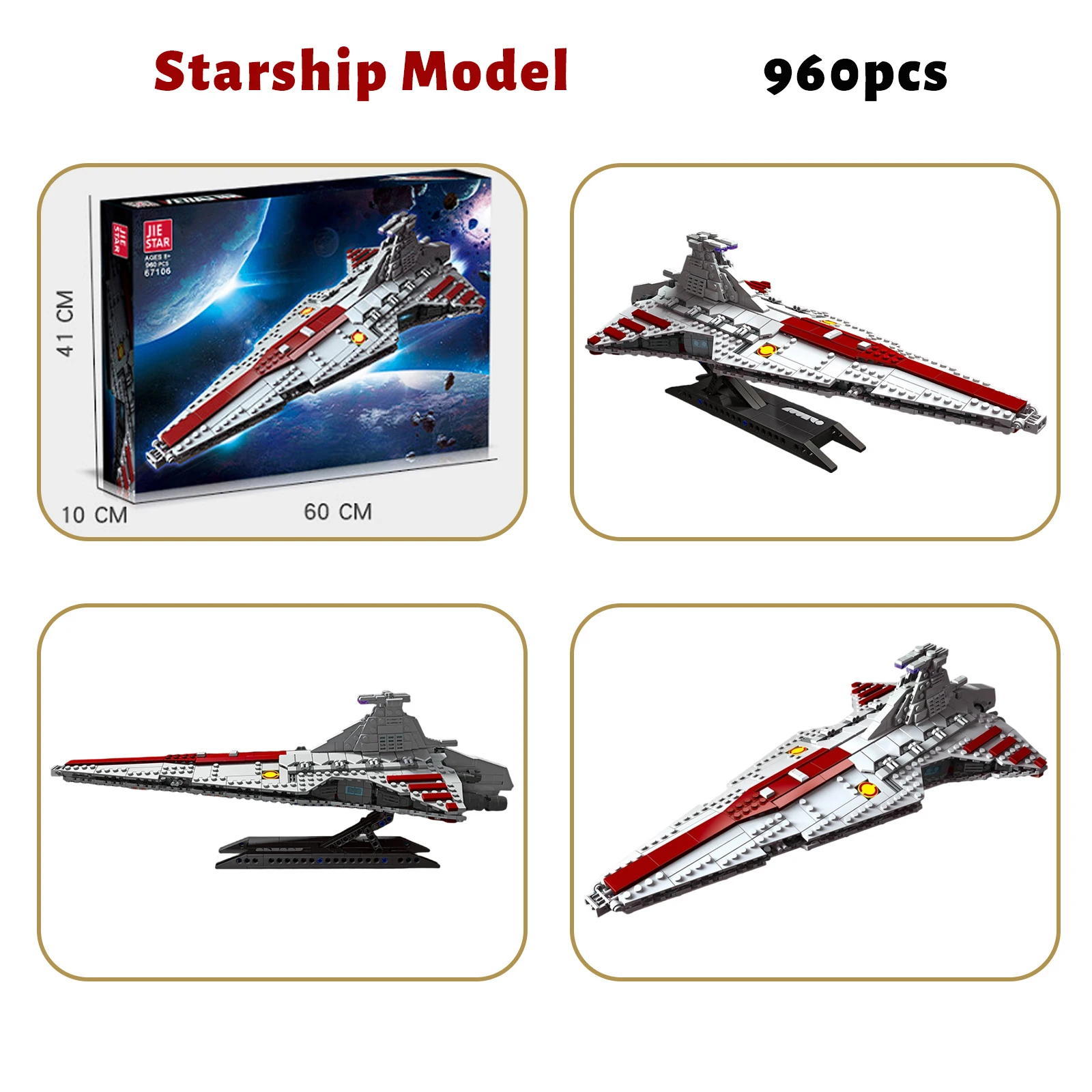 

960 шт. наборы кирпичей MOC звездный линкор строительные блоки космический корабль защитная модель корабля с подставкой декор стола игрушка для мальчиков подарок на день рождения