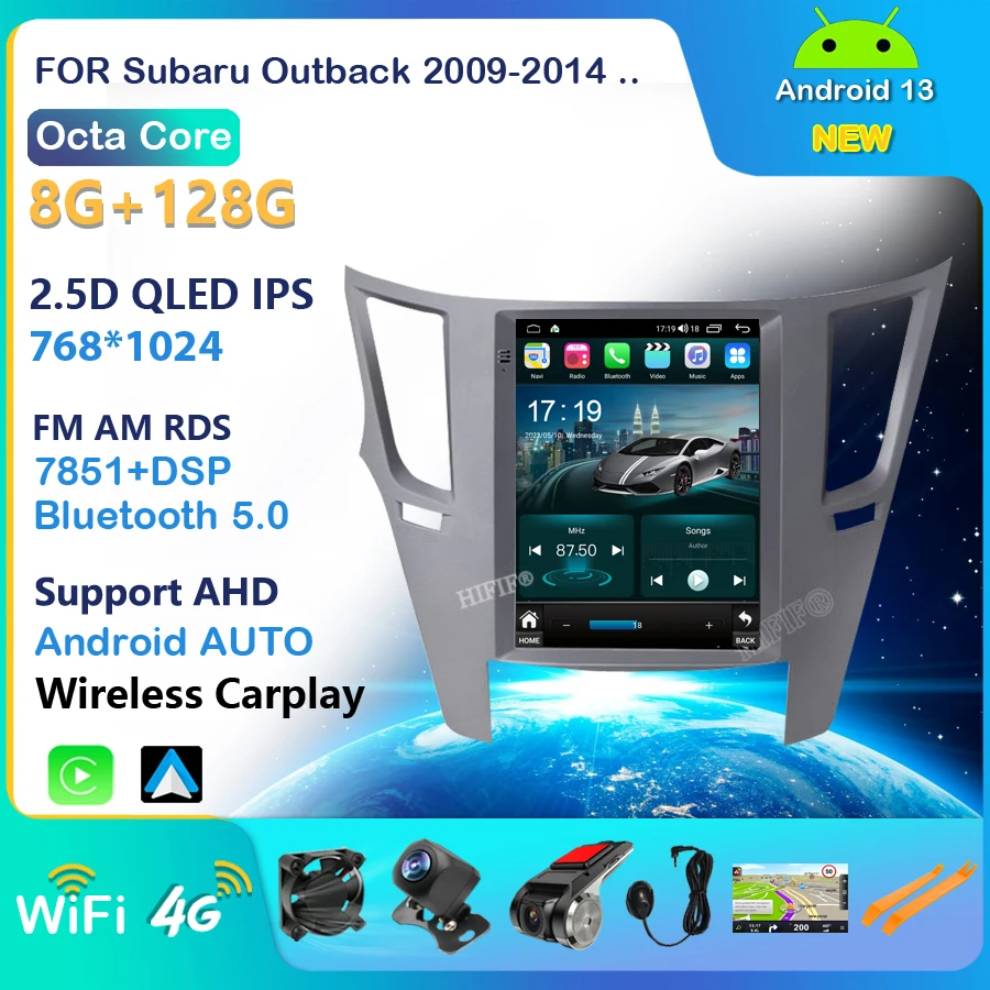 Android 13.0 Car Radio For Subaru Outback 2010-2014 Carplay Navi Stereo DSP WIFI Multimedia Radio Player OBD FM 10.4''