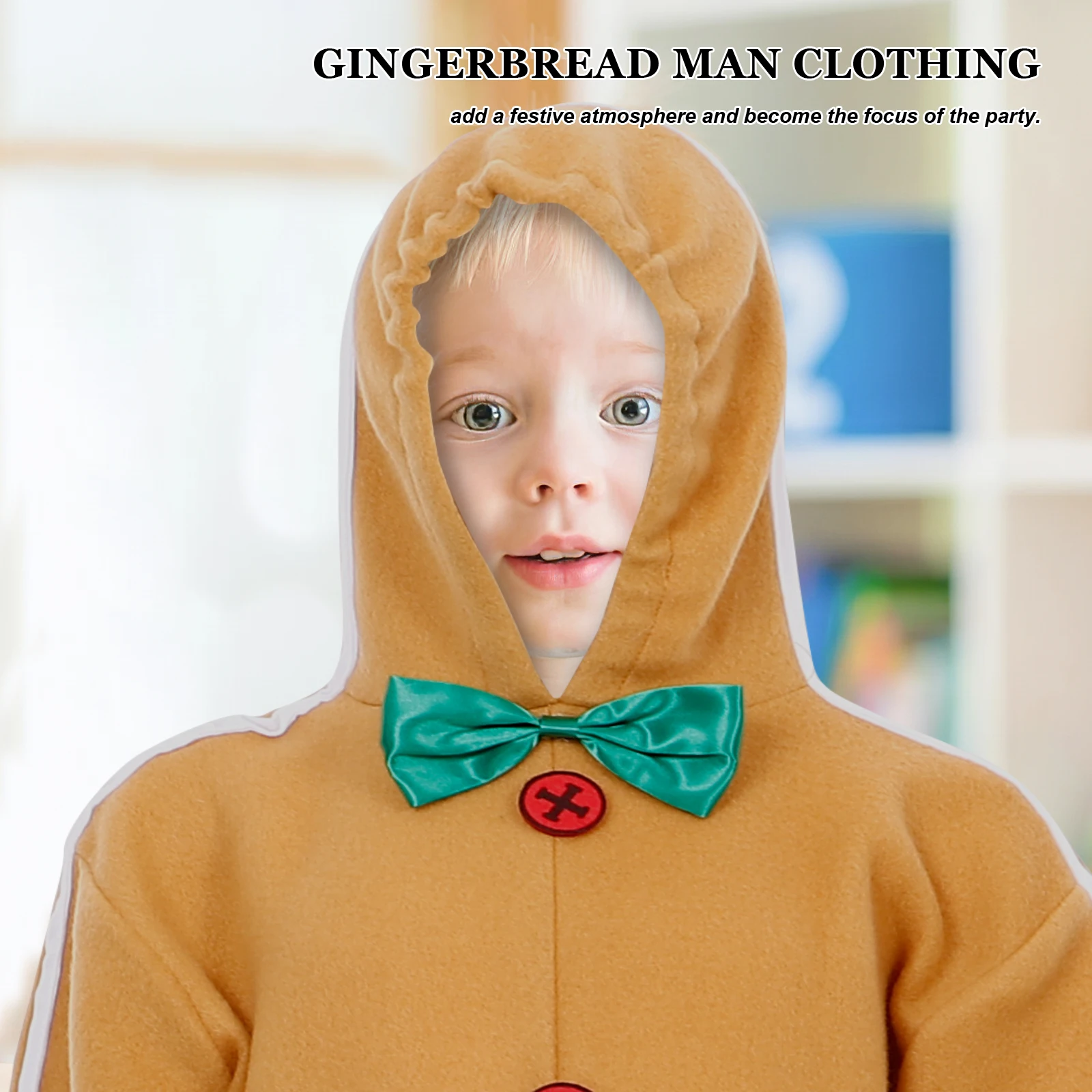 

Gingerbread Man Costume Kids Toddler Outfits Performance Xmas Dress Up Reusable Cosplay Halloween Stage Props Children Party